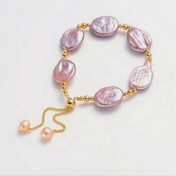 18k GOLD FRESH WATER PEARL BRACELET - Picture 2 of 3